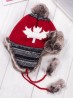 Maple Leaf Fur Hat W/ Pompoms